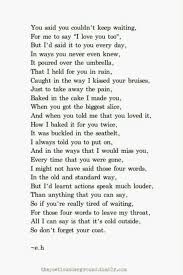 You Said You Couldn T Keep Waiting For Me To Say I Love You Eh Poems Erin Hanson Poems Poetry Quotes