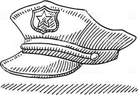 Hand Drawn Vector Drawing Of A Police Hat Black And White Sketch On Police Hat Hat Drawing Police Art