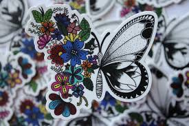 Check spelling or type a new query. Half Butterfly Half Flowers Sticker Matte Finish Water Proof Dishwasher Safe Fade Resistant Matte Sticker Doodle Patterns Hand Designs