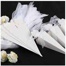 Detalles para invitados, ideas para regalos. Gwhole 100 Piezas Conos Arroz Boda Cajas Regalo Blanca Para Cucuruchos Petalos Mr Fotomaton