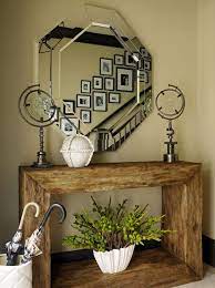 Cool Table Jeffers Design Group Rustic Entry Design With Oversized Octagon Mirror Reclaimed Wood Console T Decor Reclaimed Wood Console Table Home Decor