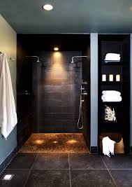Dunkle Fliesen In Der Dusche Wohnen Badezimmer Badezimmer Im Keller Badezimmergestaltung Badezimmer Design