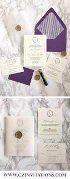 Plum And Vellum Wedding Invitation With Monogram Cz Invitations Purple Wedding Invitations Wedding Invitations Card Box Wedding