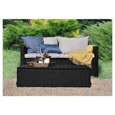 Buy outdoor & garden coffee tables online. Laguna 2pc All Weather Wicker Patio Storage Sofa Coffee Table Black Wicker Serta Target