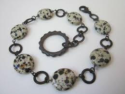 Black And White Spotted Gemstone Jackal Black White Spotted Dalmatian Jasper Gemstones Ovals Matte Black Stoneware Gear Charm And Chunky Black Bra Chain Anklet Jasper Gemstone Rolo Chain