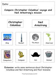 Themed activity pages help kids learn the facts in an engaging and challenging way. Christopher Columbus And Neil Armstrong Ks1 Lesson Plan Text And Worksheets Teaching Resources