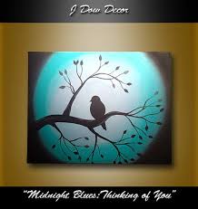Bird On Tree Branch Painting Bird On Tree Branch Painting Midnight Blues Thinking Of You 11x14 Canvas Acrylic Paint Christmas Gifts Te Art Painting Easy Canvas Painting Canvas Art