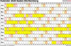 Hälfte mit kalenderwochen und feiertagen. Kalender 2020 Baden Wurttemberg Feiertage Excel