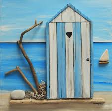 Tableau En Bois Flotte La Cabine De Plage Decorations Murales Par Les Toiles De Mer De Syl Cabine De Plage Tableau En Bois Bois Flotte