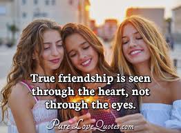 Your best friend is someone who you might have met yesterday, yet you feel as though you have known him/her forever. True Friendship Is Seen Through The Heart Not Through The Eyes Purelovequotes