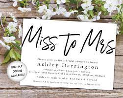 Miss To Mrs Invitation Black And White Miss To Mrs Bridal Etsy Bridal Shower Invitations Printable Bridal Shower Black Invitation
