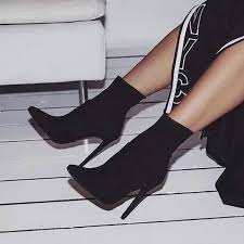 Cuff down sock with heel flap. Fashion Women Knitting Sock Boots Sexy Slim Black Knitted Ankle Boots High Heels Stiletto Pointed Toe Designer Booties P467 Ankle Boots Aliexpress