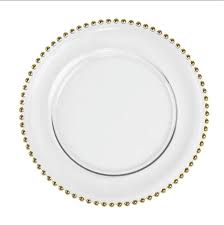 Barski european glass clear charger plate with gold rim 12.5 diameter made in europe set of 2. Clear Gold Rim Glass Charger Plates For Wedding Buy Glass Beaded Charger Plate Gold Glass Charger Plates Beaded Clear Glass Plate With Gold Product On Alibaba Com