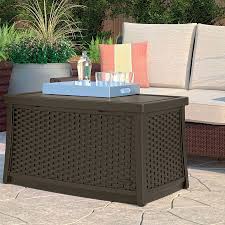Outdoor Coffee Table Storage Brown Colour Plastic Resin Wicker Effect Furniture Outdoor Coffee Tables Garden Coffee Table Coffee Table With Storage