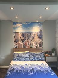 Sunny New York Wallpaper Mural Murals Wallpaper In 2020 City Bedroom City Theme Bedrooms Wall Murals Bedroom