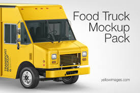 The psd file allows you to change the truck branding as well as the apron colors. Food Truck Mockup Pack In Vehicle Mockups On Yellow Images Creative Store