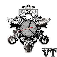 Harley davidson themed home & bar décor, gifts & collectables. Harley Davidson Logo Skull Motorcycle Vinyl Record Wall Clock Home Decor Perfect Gift For Your Kids Children And Friends Buy Online In Grenada At Grenada Desertcart Com Productid 35519472