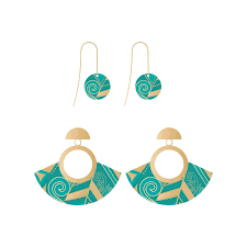 Earring Set With Round Earrings And Art Deco Style Earrings With New Zealand Koru Design Lightweight Stainless Steel H In 2020 Art Deco Earrings Earring Set Art Deco