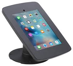 Ipad Counter Stand W Flip Screen Share Locked Enclosure Hidden Home Button Black Ipad Counter Stand Tablet Stand Ipad Stand