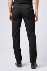 Chino en twill de coton lavé. Chinos Pour Homme Noir Hugo Boss