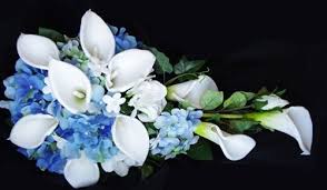 Spring wedding bouquets with blue hydrangea roses calla lilies. Bridal Bouquet Flowers Blue Hydrangea Bouquet Hydrangeas Wedding