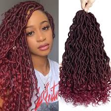 100 badass red hair colors: Amazon Com 18 Inch Burgundy Goddess Faux Locs With Curly Ends 6packs Lot Havana Mambo Crochet Box Braids Faux Locs Dreadlocks Ombre Red Braiding Twist Hair Extensions T1b Bug Beauty