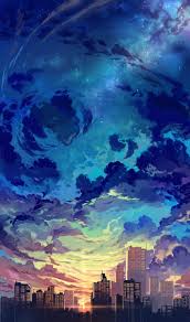When You Go Outside And Look Up There Is A Sky Over Your Head The Colors Change According To The T Pemandangan Khayalan Pemandangan Anime Pemandangan Abstrak