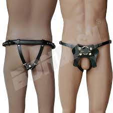 Male Chastity Strap on Dildo Leather Harness Cock Cage CBT - Etsy Australia