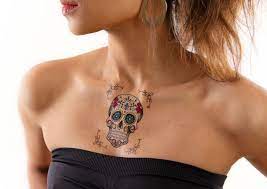 Black and grey dia de los muertos skeleton couple tattoo on shoulder. Dia De Los Muertos Ii Tatyou Removable Tattoos