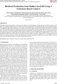 Ijazah sarjana muda kejuruteraan mekatronik dengan kepujian (program kerjasama ump dengan karlsruhe university of applied sciences (hska), jerman). Biodiesel Production From Rubber Seed Oil Using A Limestone Based Catalyst