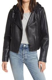 Levi S Fleece Hood Faux Leather Moto Jacket Nordstrom In 2020 Faux Leather Moto Jacket Leather Moto Jacket Moto Jacket