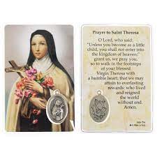 Laminated St Therese Theresa Prayer Card With Medal The Catholic Company