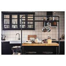 Gives you extra storage in your kitchen. Vadholma Kitchen Island With Rack Black Oak Ikea