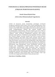 Karena pada dasarnya semua umat muslim akan merasakan tanda ini, hanya saja kemungkinan ada. Pdf Pandangan Al Ghazali Mengenai Pendidikan Akliah Tinjauan Teoretis Dan Filosofis