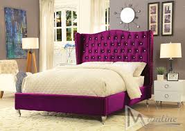 Violetta Queen Size Bed 89972 Mainline Inc Modern Beds In 2020 Purple Bed Frame Purple Bedding Purple Headboard