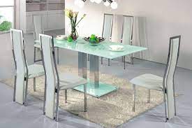 Furniture Modern Light Blue Tinted Glass Table Mixed Rectangle Cream Fur Rug Dining Ta Glass Dining Room Sets Modern Dining Room Contemporary Glass Dining Room