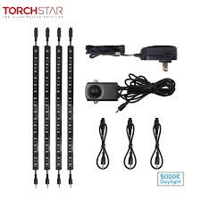 Torchstar Led Safe Lighting Kit 4 12 Inch Linkable Light Bars Motion Sensor Ul Power Adapter For Gun Safe Under Cabinet Locker Closet Under Counter Shelf Showcase 5000k Daylight 4pcs