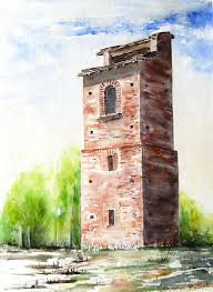 Pigeonnier Quatre Etages A Cornebarrieu Aquarelle Christian Fallot Paysage Pastel Pigeonnier Aquarelle
