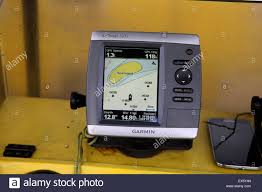 Garmin Sonar Fish Finder And Chart Plotter Mounted On Boat