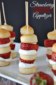 Party franks these tiny, tangy appetizers have broad appeal. Strawberry Shortcake Appetizer Kabobs