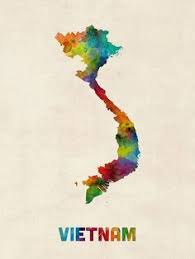 Vietnam Watercolor Map Digital Art By Michael Tompsett Watercolor Map Vietnam Art Vietnam Map