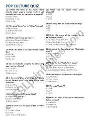 Teens Activity Pop Culture Quiz Esl Worksheet By Morenamoraes