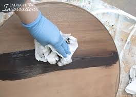 Take a wet washcloth (not dripping but not too wrung out) and dip it into a tiny bit of paint. Black Wash Wood Furniture Sidetable Restyle Salvaged Inspirations Black Wood Stain Wood Furniture Dark Wood Table