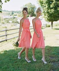 Shown Here In Coral Reef Style F15421 Is A Super Sweet And Also Comfortable Look For Your Maids I Maid Of Honour Dresses Coral Bridesmaid Dresses Bridesmaid