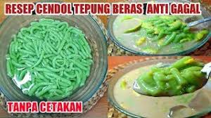 Membuat cendol dawet juga bisa dilakukan dengan menggunakan bahan bubuk nutrijell loh. Resep Cendol Tepung Beras Anti Gagal Cendol Tanpa Cetakan Youtube