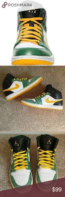 Jordan 1 Green Yellow Black White Air Jordan 1 Retro Mid Sonics Gorge Green Yellow Air Jordans Jordan 1 Vans High Top Sneaker