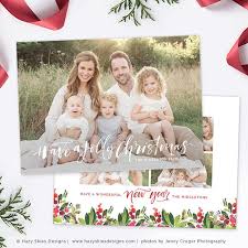 This christmas photo card template says happy holidays with a spot that you can add your family's last name. Christmas Photo Card Christmas Card Template Christmas Card Printable Hc310 Hazy Skies Designs Llc