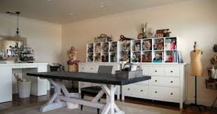 An oversized work table, perfect for hashing out your creative vision. Large Work Table In Center Of Room Love Via Vintage Handmade Dream Craft Room Craft Room Home