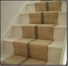 I Think This Stair Runner Is Grain Sack Or Burlap With Stripe Painted On Staircase Runner Basement Steps Stair Runner