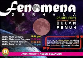 Ikuti siaran fb live program mesra ummah bersama jabatan mufti pada hari esok 26 februari 2021 jam 10:00 pagi dengan tajuk solat jamak bagi pesakit kronik yang akan disampaikan oleh ybhg. Jabatan Mufti Negeri Selangor Fenomena Gerhana Bulan Penuh Akan Berlaku Pada 26 Mei 2021 Saksikan Fenomena Ini Pada Jam 7 18 Petang Di Ufuk Timur Gerhana Akan Berakhir Pada Jam 8 53 Malam